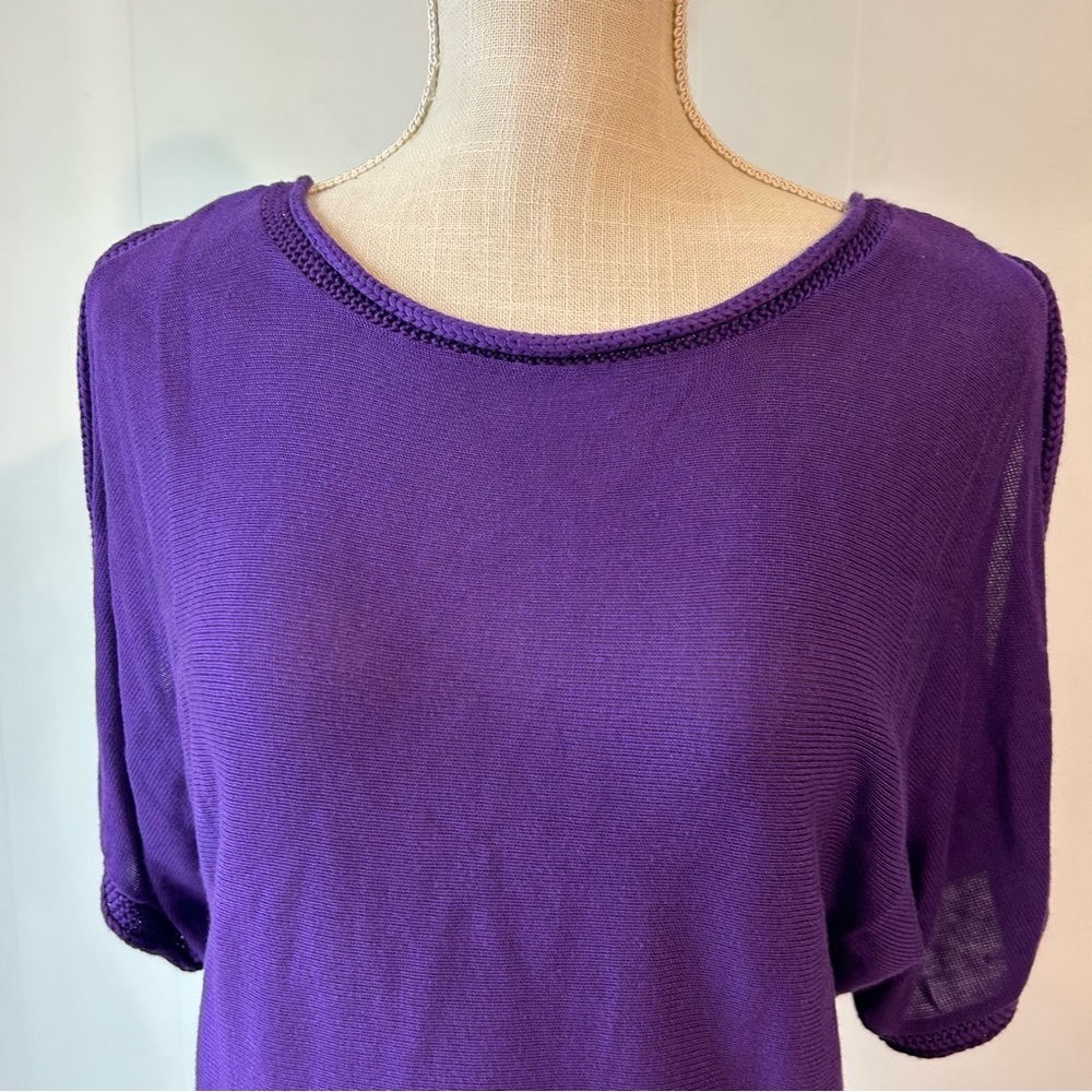 Women‎ Chico’s size 1 Purple Women's Top cold shoulder, short sleeve lightweight - Picture 7 of 8